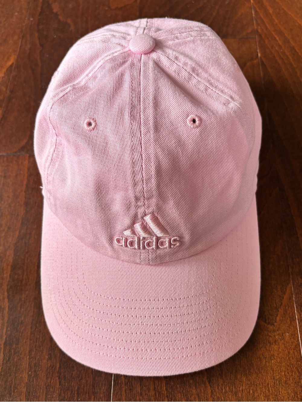 Adidas women’s AEROREADY cap, pink/pink embroidered logo, one size, adjustable.
